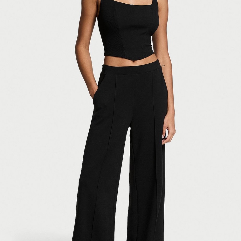 Victoria's Secret Black Wide-Leg High-Rise Pants